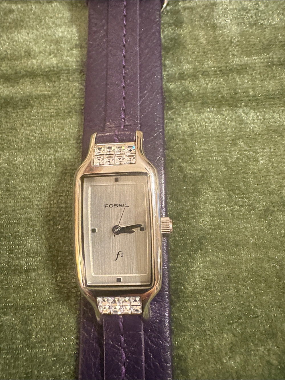 Fossil Gold-Tone Case Watch with Rare Purple Leather Strap